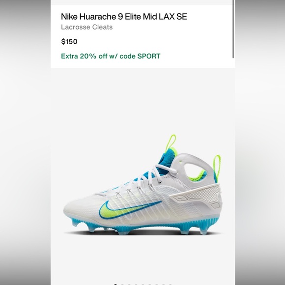 Men’s Nike Lacrosse Cleats in White with Blue and Green - Picture 1 of 4